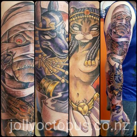 Steve Malley - New School Egyptian Gods Full Sleeve Tattoo